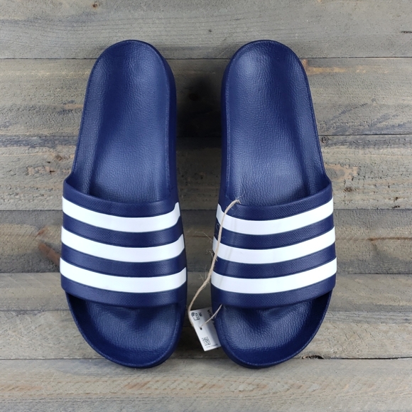 adidas Adilette Aqua Slides Sandals Blue/White - Picture 2 of 8